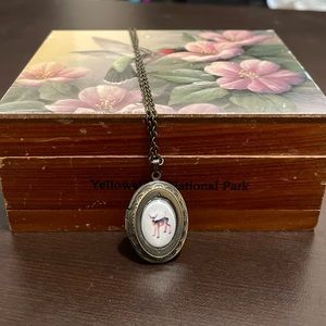 Brass Deer Locket with 26 Inch Chain